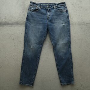 American Eagle Jeans Mens Size 36x32 Blue Athletic Fit Stretch Denim Distressed